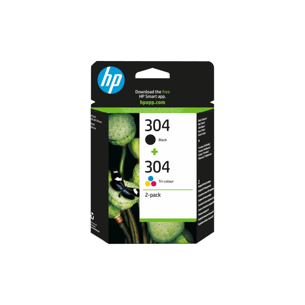Pack Tinteiros HP 304 Preto/Cor 3JB05A 4ml/2ml