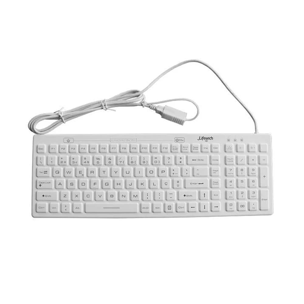 Teclado Silicone Higienizável / Lavável USB-A Branco