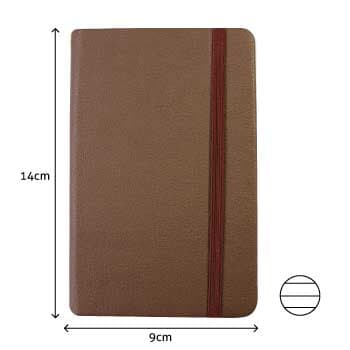 Bloco Notas Pautado 14x9cm Semi Pele Castanho 116Fls