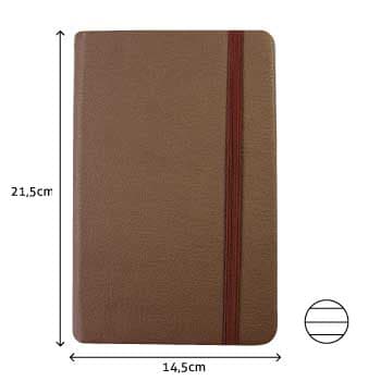 Bloco Notas Pautado 21,5x14,5cm Semi Pele Castanho 116Fls