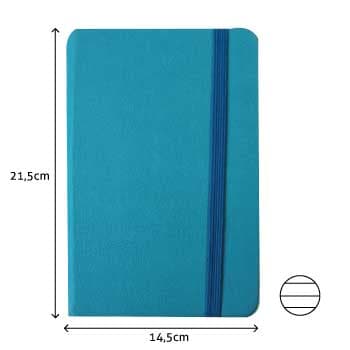Bloco Notas Pautado 21,5x14,5cm Semi Pele Azul Turq. 116Fls