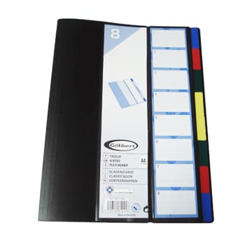 Pasta Classificador A4 com Elastico e 8 Separadores Sortidos