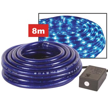 Corda de Luz 2 Canais 8m Azul com Tomada à Prova de Água