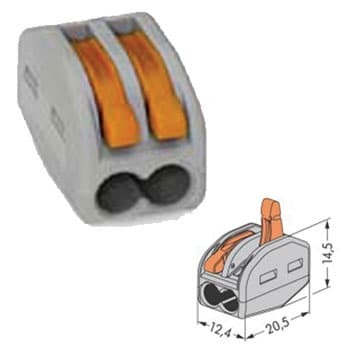 Borne WAGO 2x0.08-4mm Condutores Flexíveis / Rígidos Cinza